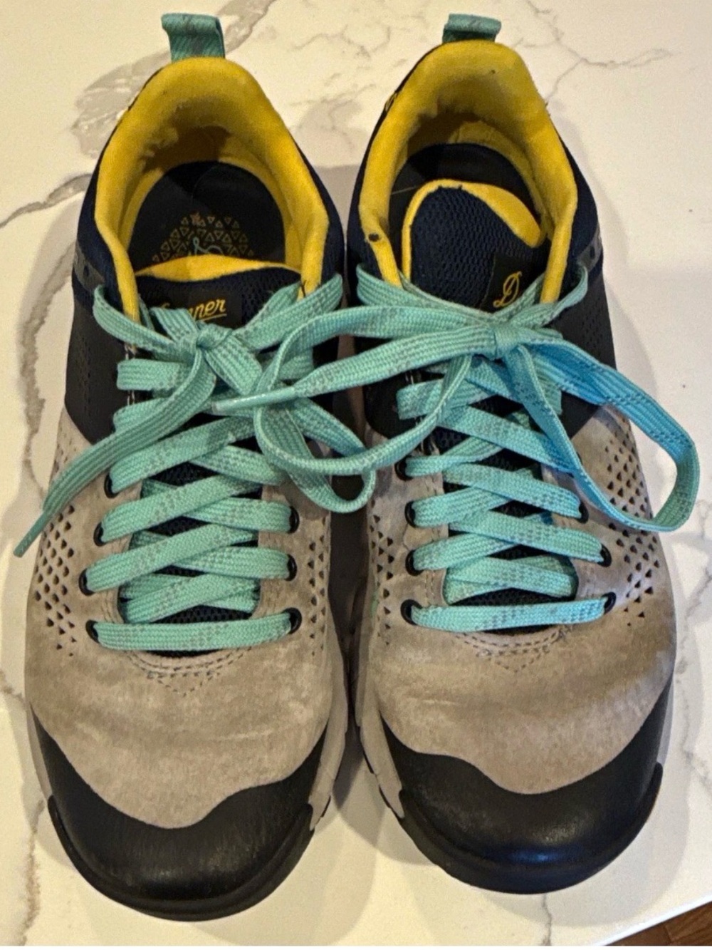Danner Women's Trail Shoe in Gray, Blue and Yellow 7.5